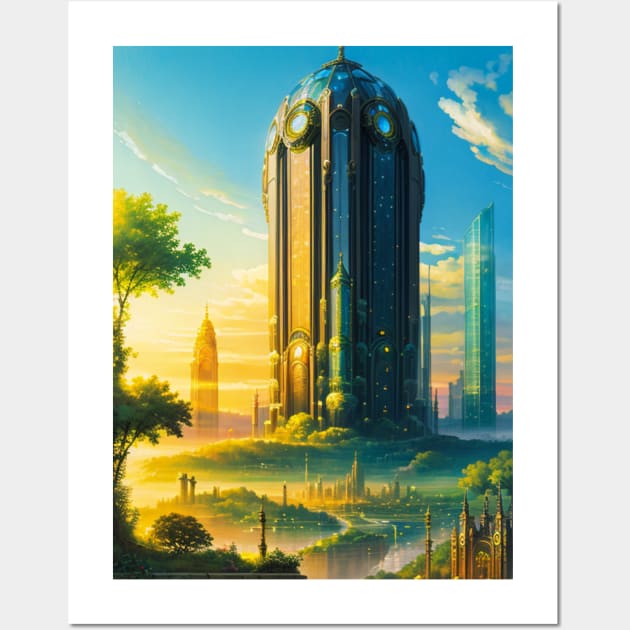 Thick Solarpunk Building Wall Art by CursedContent